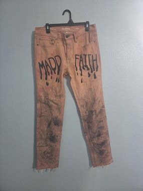 Goodfellow & Co Orange Washed Skinny Jeans with Black Graphic